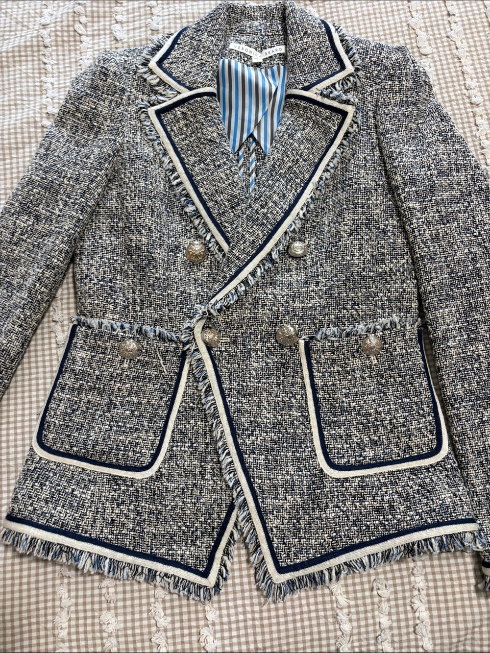 Veronica Beard Blue, Navy and Cream Tweed Jacket